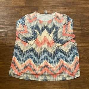 Catherines Coral and Blue Chevron Blouse boho festival